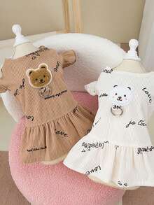 PETSIN 狗狗服装、猫咪服装、动物裙装、宠物春夏新品系列、幼犬连衣裙、公主风百搭连衣裙、条纹印花、小型动物服装、清凉防晒霜 - 彩色 - 查看 4