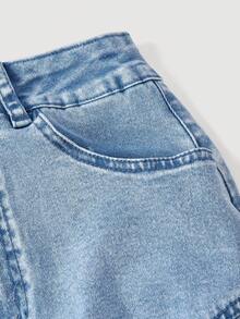 Sweetra Elegant Denim Skirt For Women - Blue - View 4