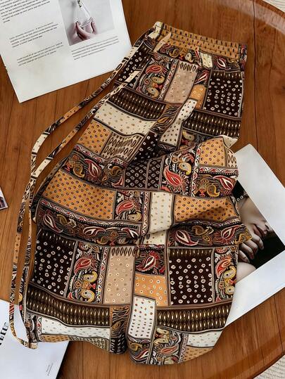 GlowEve CURVE Pantalones estampados de estilo bohemio para mujer de talla grande, primavera/verano