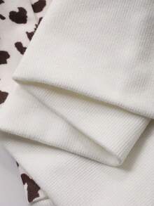 DAZY Lace Patchwork Loose Cardigan Top & Leopard Print Trim Pajama Pants Women Sleepwear Set - White - View 9