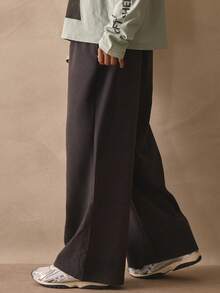 Musero 直筒褶裥腰带环西装裤，秋冬必备单品 - 卡其色 - 查看 3