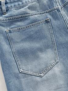 ROMWE MEN Pantalones cortos de mezclilla casuales y sueltos con tachuelas para hombre - Azul - Ver 5