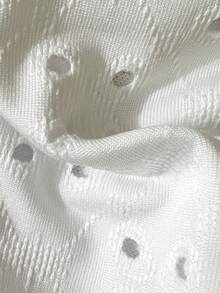 Swim Mod Women's Swimsuit, Sweet & Cute Beach Vacation Casual, White Textured Fabric Ruffle Tie-Up 2 Pieces Backless Bikini - White - View 11