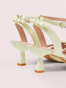 CUCCOO DOLLMOD Apricot Satin Pointed Toe High Heels, Bowknot Lace-Up Hollow Out Stiletto Wedding Shoes - Apricot - View 9