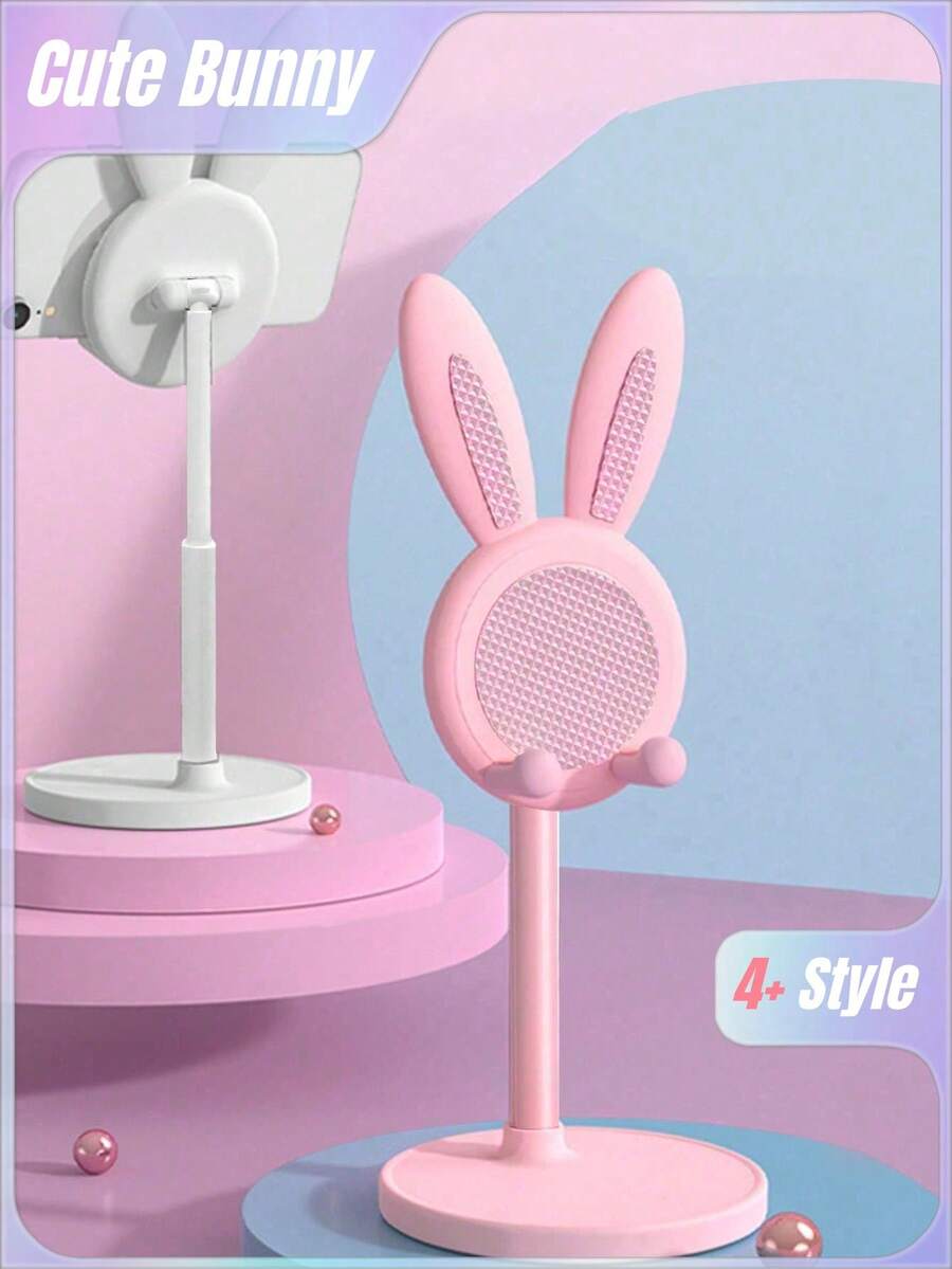 1 件小兔子手机支架，可调节桌面手机孔，电脑办公桌配件，耐用、易于使用、适合送礼、用途广泛