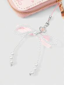 ROMWE Kawaii 1Pc Love Bow Pattern Simple Style Zipper Change Bag, Suitable For Women. - Light pink. - View 4