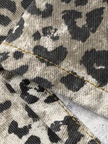 DAZY Women's Fashion Leopard Print Straight Leg Casual Jeans With Belt Loops Y2k - Coffee Brown - View 2