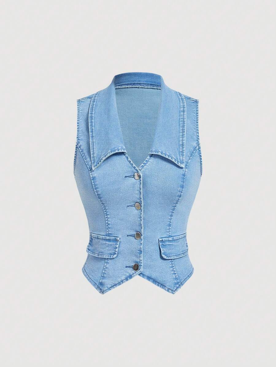 Sweetra Women's Casual Denim Jacket And Coat - Blue - View 1