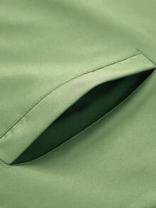 Manfinity Homme 男士休闲拉链连帽夹克 - 橄欖綠 - 查看 7