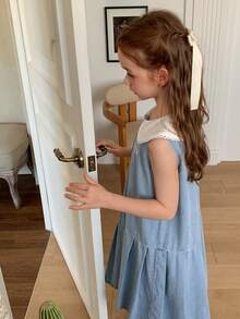 DAZY Tween Girls Denim Jumper Dress With Collar, Fall - Blue - View 5