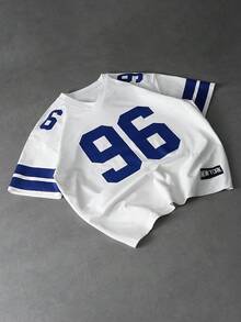 PAVTROS 男士宽松运动风超大印花T恤棒球衫，适合春夏穿着，夏季、度假、复古风、外出、派对、节日、送男友礼物、街头风、健身等场合。 - 白色 - 查看 3