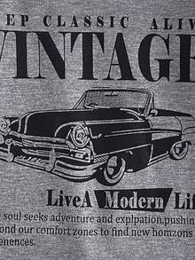 SHEIN Girls' Casual 2 In 1 Streetwear T-Shirt, This T-Shirt Features Letter Slogan And Car Graphic Prints, With Cold Shoulder Short Sleeve Design, Suitable For Summer Leisure Activities, Shopping, And Photo Shoots. - Grey - View 3