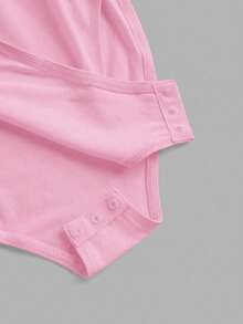 SHEIN EZwear 加大码黑色粉色紧身短袖连体衣两件套，夏季 - 粉色 - 查看 6