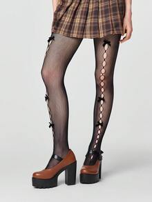 ROMWE Goth 女款高跟鞋 暗黑搖滾龐克哥德風 封趾瑪麗珍小皮鞋 Y2K 派對正裝鞋 粗跟樂福鞋 - 棕色皮面+黑色蝴蝶結 - 查看 2