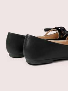 CUCCOO DOLLMOD Women's Elegant Commuter Polka Dot Flats With Bow Decor For Christmas Valentine's Day - Graphite Black - View 9