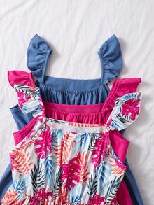 SHEIN Sparklyn 少女休闲无袖度假连衣裙，夏季 - 彩色 - 查看 5