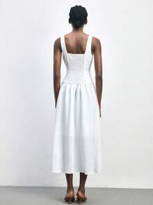 Maija Eyelet Embroidery White Summer Elegant Garden Party Holiday Dress,Women's Jacquard Long Sundress,Wedding Guest,Easter,Beach Vacation Outfits,Casual - White - View 4