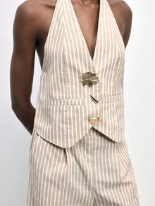 Maija Women's Striped Halter Top And Pants Set - Multicolor - View 9