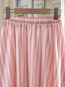 Elenzga Women's Striped Print Elegant & Fashionable A-Line Skirt, Spring/Summer - Pink - View 5