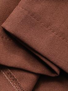 Vivie Lora 女士蕾丝圆领中袖上衣和裤子优雅两件套夏季 - 棕色 - 查看 8