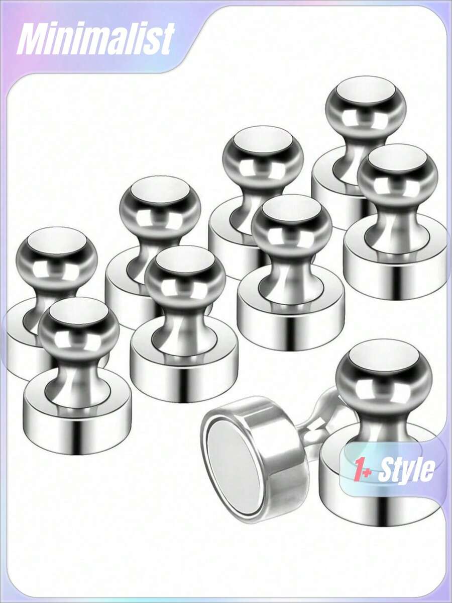 10Pcs Fridge Magnets For Whiteboard, Refrigerator Magnets, Fridge Magnets Adult, Small Push Pin Magnets For Whiteboard, Fridge, Office, Classroom And Map Magnets Silver, Home Decor, Wall Decor, Office Decor, Room Decor, Kitchen Decor, Bedroom Decor, Room Decoration Stuff, Home Decor Items