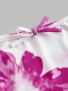 少女碎花针织连衣裙，开衩设计，时尚百搭，适合海滩、度假、夏威夷、亲子装、姐妹合照、公园、露营、派对、日常休闲等场合。 - 粉色 - 查看 3