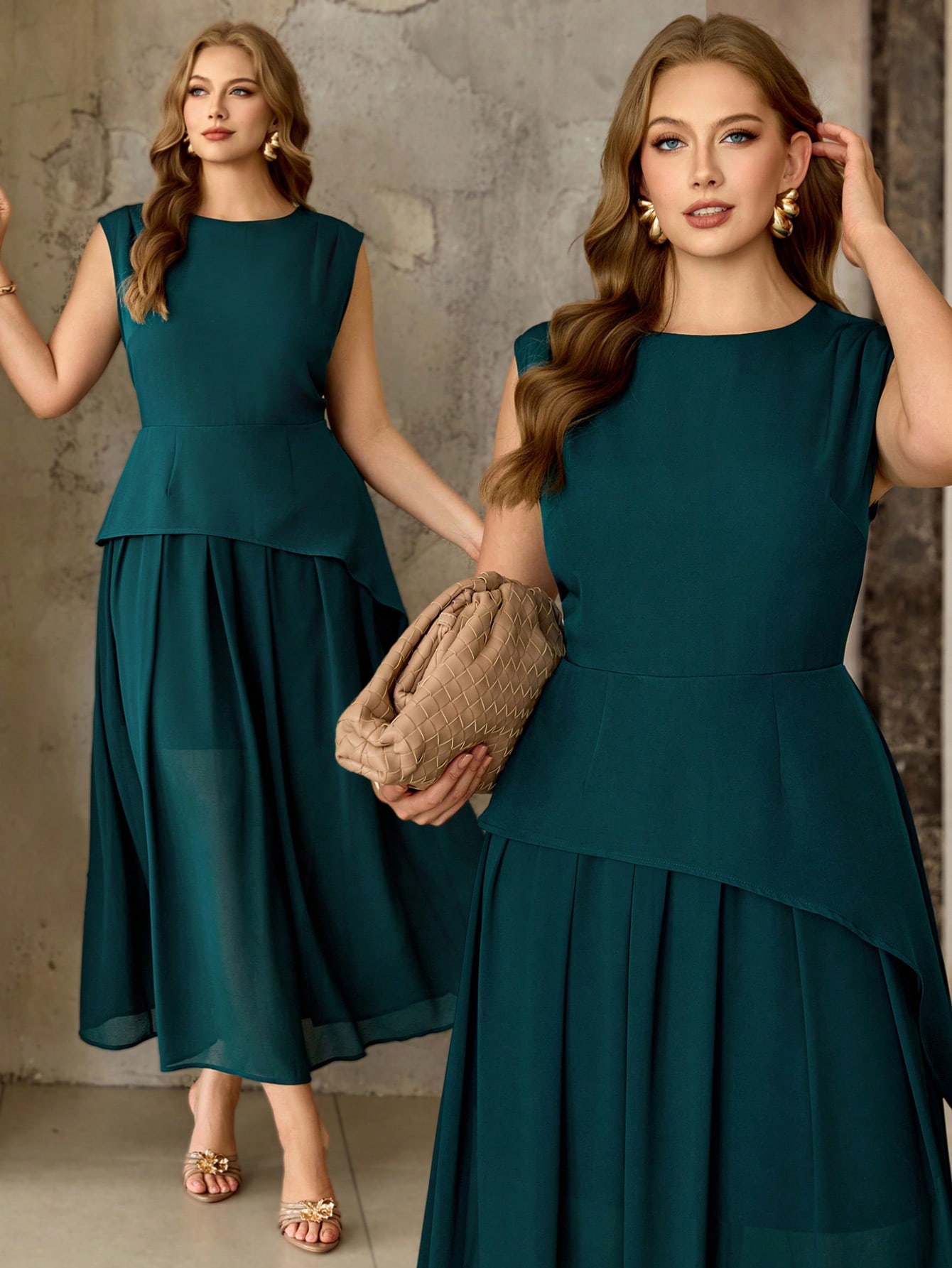 Roveilla فستان ماكسي للنساء ذوات الحجم الكبير، أخض...