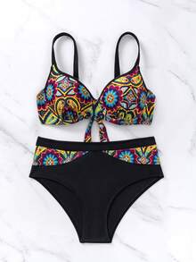 Bộ bikini 2 mảnh bán chạy nhất của Swim Vcay dành cho nữ, màu sắc rực rỡ đen, đỏ, xanh dương, cam, vàng với họa tiết Mandala & Paisley, áo nâng ngực có gọng với dây đeo điều chỉnh được, cúp ngực 3D cứng cáp, quần cạp cao màu đen tương phản, thiết kế lấy cảm hứng từ phong cách Boho cổ điển, đồ bơi phong cách Y2K Hot Girl, đồ đi biển cho kỳ nghỉ hè, tiệc bể bơi, tắm nắng, lễ hội âm nhạc và phong cách Mod&Vcay thời thượng. - Nhiều màu - Xem 6