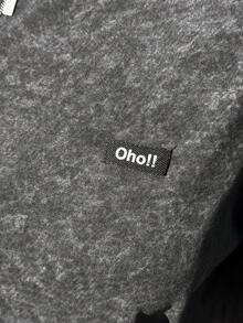 Muchica 加大码字母贴花落肩T恤，适合春夏季 - 黑色 - 查看 7