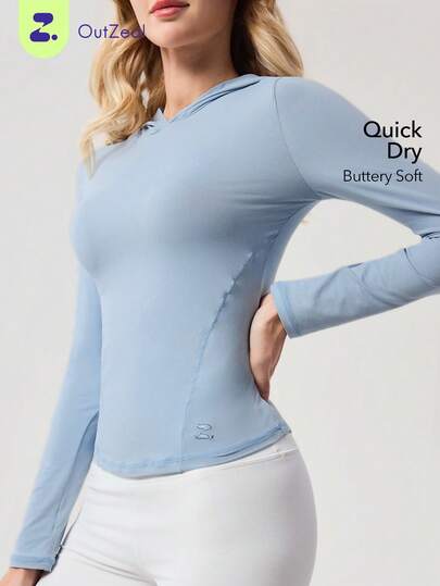 OutZeal 女士运动T恤 日常休闲吸湿长袖连帽修身上衣