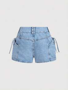 Sweetra Women's Casual Denim Shorts - Blue - View 2