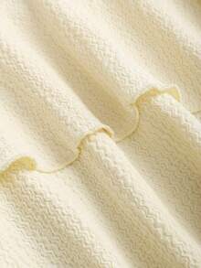 Sweetra Elegant Textured Brown Metal Buckle Decor Halter Neck Ruffle Hem Short Dress, Suitable For New Year Party - Apricot - View 4
