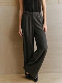 Anewsta Spring/Summer New Urban Retro Academic Professional Commute High-Waisted Draping Design Women Pants - Grey - View 6