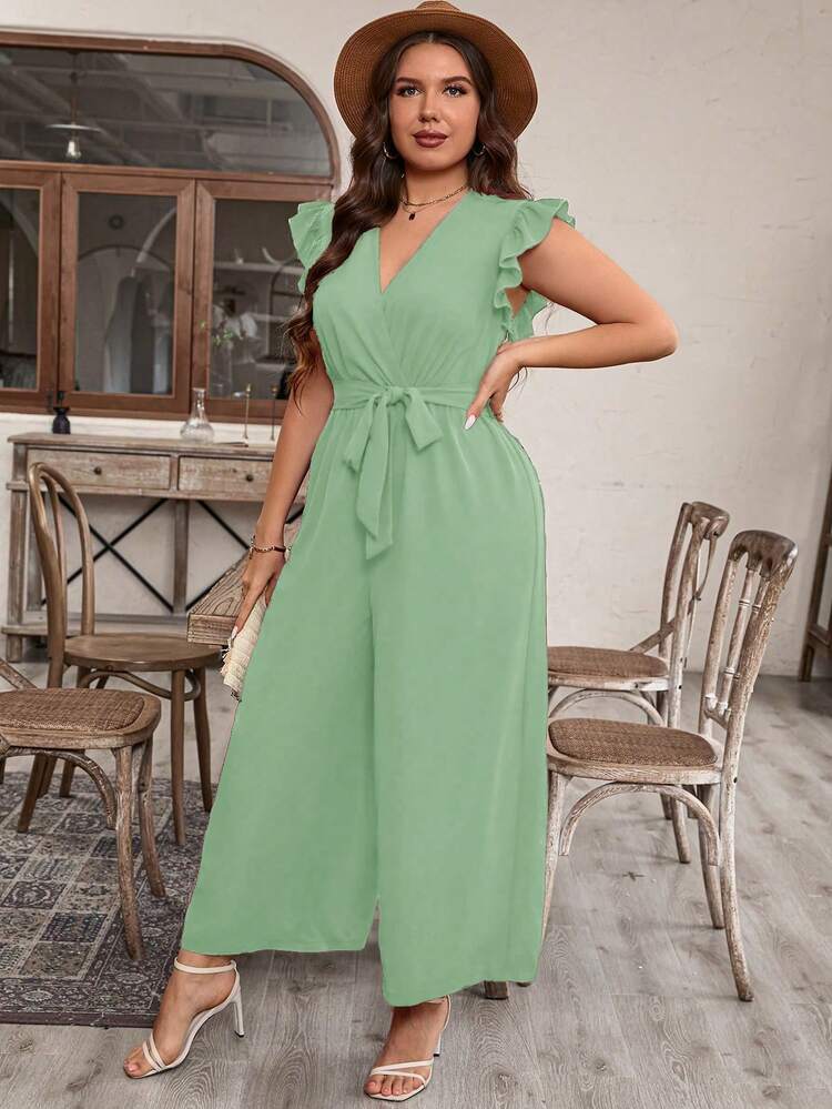 EMERY ROSE Bộ áo liền quần không tay có thắt lưng thời trang dành cho nữ cỡ lớn - màu xanh lá - Xem 5