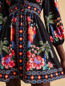 Travachic Women's Fitted V-Neck Mini Dress With Printed Woven Fabric, Suitable For Spring/Summer Vacation,Vacation Casual Terno Outfit For Women,Summer Holiday Outfits,Spring Break Outfits,Party Outfit,Beach Outfit,Spring Clothing,Valentine's Day,Valentine Outfits For Women,Carnival Costume,Elegant,Floral,Carnival,Spring To Summer ,Party ,Summer Dress,Valentine's Day Dress,Wedding Guest Dress For Women,Birthday Dress,Party Dress,Elegant Dresses For Women,Floral Dress,Summer Dress,Carnival Costume,Red Dress, Mexican Style Dress Women Boho Dress For Women Flower Dress Woman Hibiscus Dress 3d Floral Dresses For Women - Multicolor - View 7