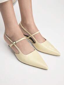 Tacones altos elegantes con diseño de hebilla y punta afilada para mujer - Albaricoque - Ver 7