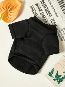 PETSIN 1 件可爱小老鼠图案宠物黑色秋冬加厚保暖衣服，带蝴蝶结和趣味动作印花，不含帽子 - 黑色 - 查看 3