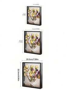 SHEIN 1 pieza Marco de exhibición de flor seca 3D hueco de acrílico, marco de flor seca de plástico DIY para regalo, soporte de exhibición flotante para escritorio, regalo de boda y festividad - Multicolor - Ver 12