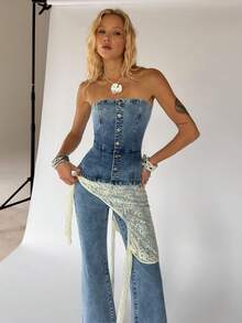 TRNVIE Women Denim Overalls & Jumpsuits - Blue - View 6