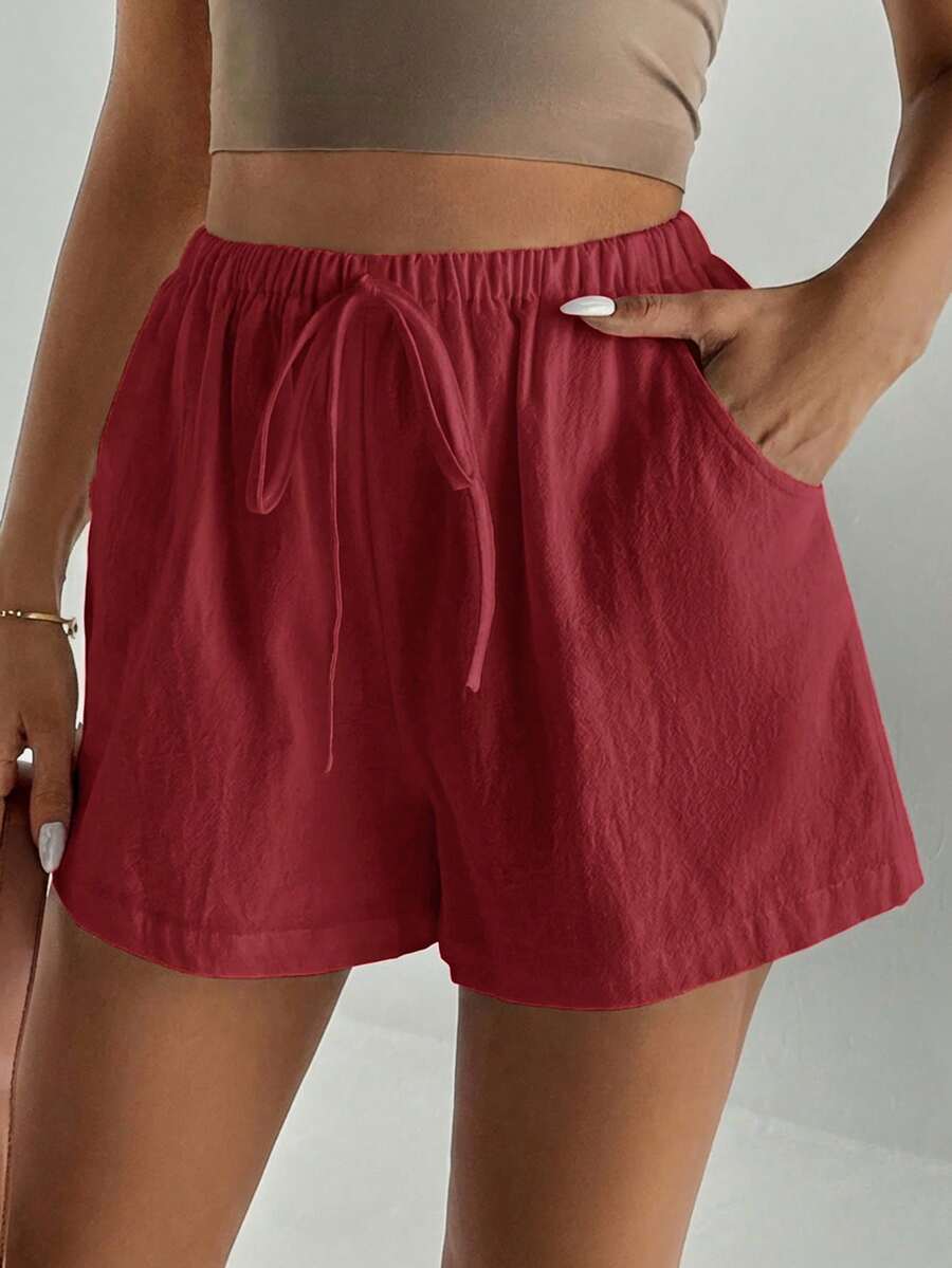SHEIN Tall Quần short ống rộng màu trơn, có túi xoắn, kiểu dáng thường ngày, đa năng.