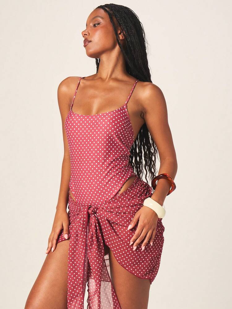 MISSGUIDED ドット柄ビキニセット、マッチングサロンラップホルターネック水着、夏のビーチバケーション2ピース水着
