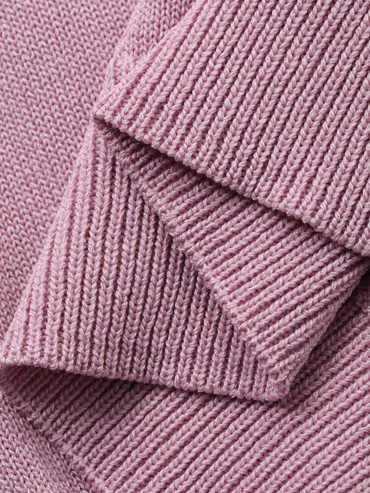 Tween Girl Bow Embroidery Twist Cable Short Sleeve Polo Neck Knit Top