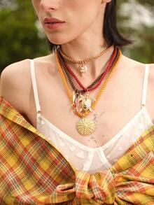 Glisma 1pc Summer Ocean Style Personalized Hand-Woven Colorful Rope Alloy Ocean Animal Pendant Necklace For Women - Ocean Style Necklace - View 5