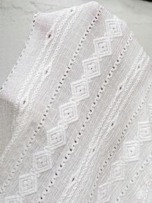 SHEIN 孕妇夏季休闲度假纹理荷叶边下摆连衣裙 - 白色 - 查看 3