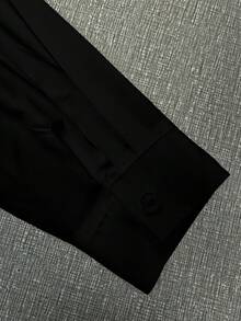 GlowEve CURVE 大码女式纯色翻领单排扣休闲百搭日常长袖衬衫 - 黑色 - 查看 5