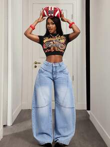 Slaydiva Casual Faded Women Jeans - Blue - View 5