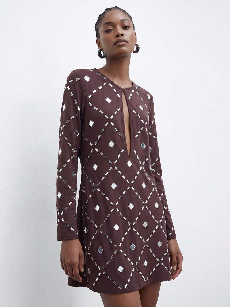 SHEIN Maija MAIJA Vacation Smocked Floral Long Sleeve Mini Dress