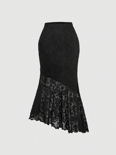 SHEIN MOD تنورة أنيقة ذات نسيج غير متماثل على شكل ذيل السمكة للنساء