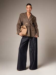 AiiRZ 超大款格纹修身西装外套，双排扣设计，适合秋冬季专业办公室正式商务场合。 - 彩色 - 查看 4