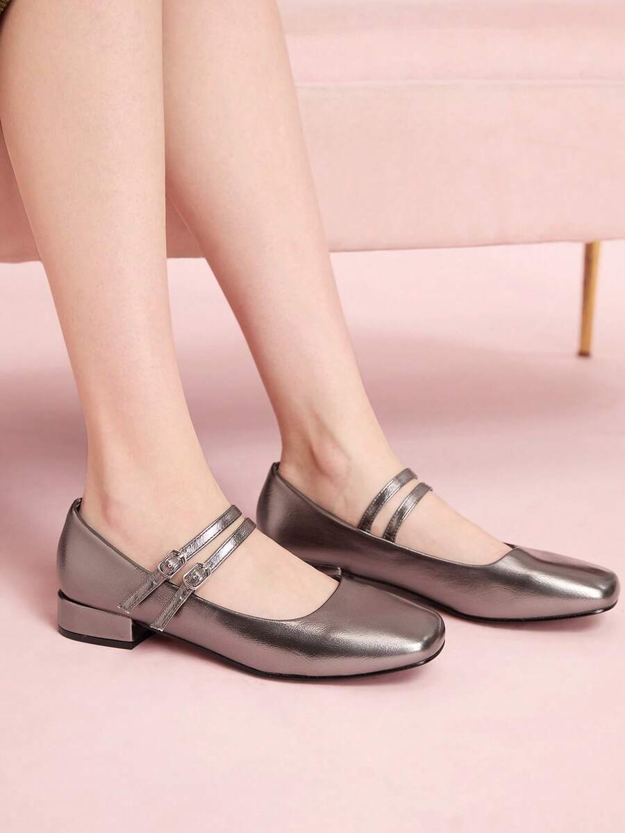 CUCCOO DOLLMOD Giày nữ màu đỏ rượu vang kiểu Mary Jane gót thấp chunky, thích hợp đi làm hàng ngày, công sở, dự tiệc, đi làm về. Giày cao gót màu đỏ tía, giày mùa xuân, lễ Phục sinh, Giáng sinh. - Xám - Xem 1